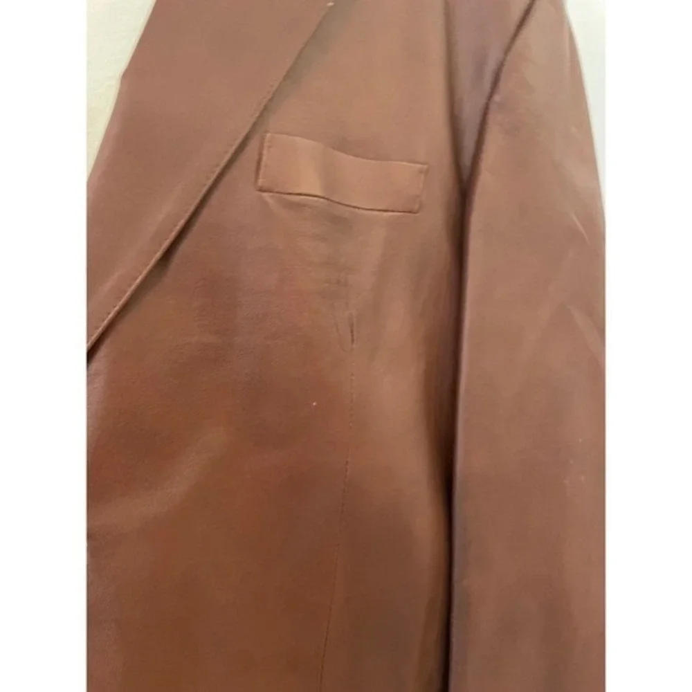 Stafford Essentials Mens Brown Genuine Leather‎ Blazer Jacket XL Full Grain